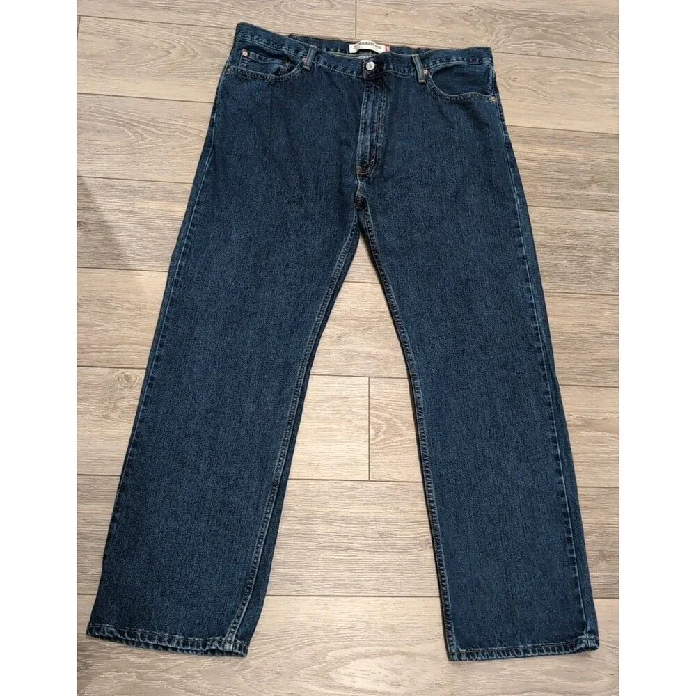 LEVI'S 505 MEN'S BLUE JEANS Regular Straight  in Size 42X32 Dark Wash EUC